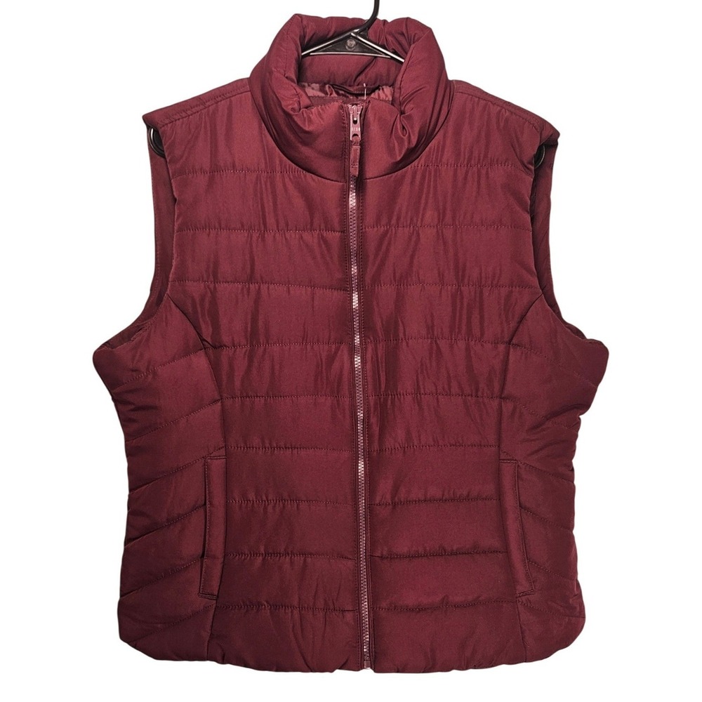 Aeropostale Womens Puffer Vest Burgundy Quilted Full Zip Collar‎ XXL Gorpcore